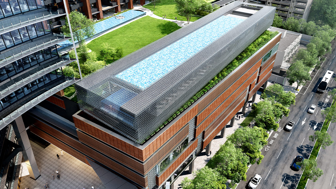 南港之星 七樓庭園景觀、泳池外觀3D示意圖